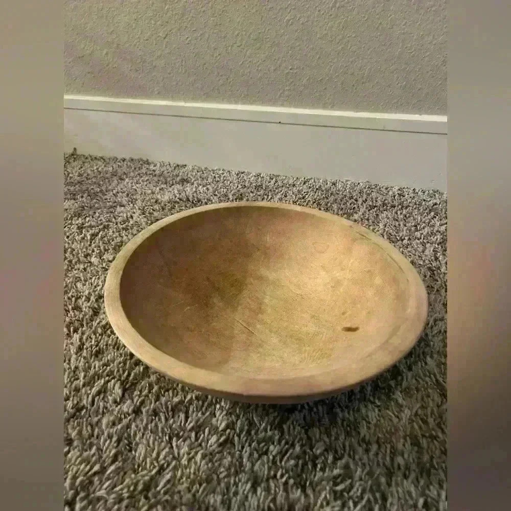 Vintage munising round wooden hand made dough bowl large almost 11 1/2”